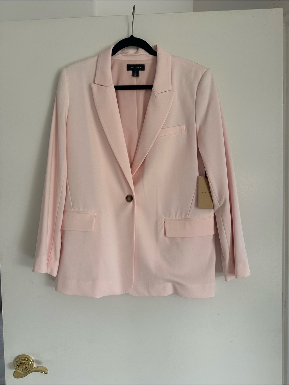 Halogen Light Pink Single-Button Notch Lapel Blazer